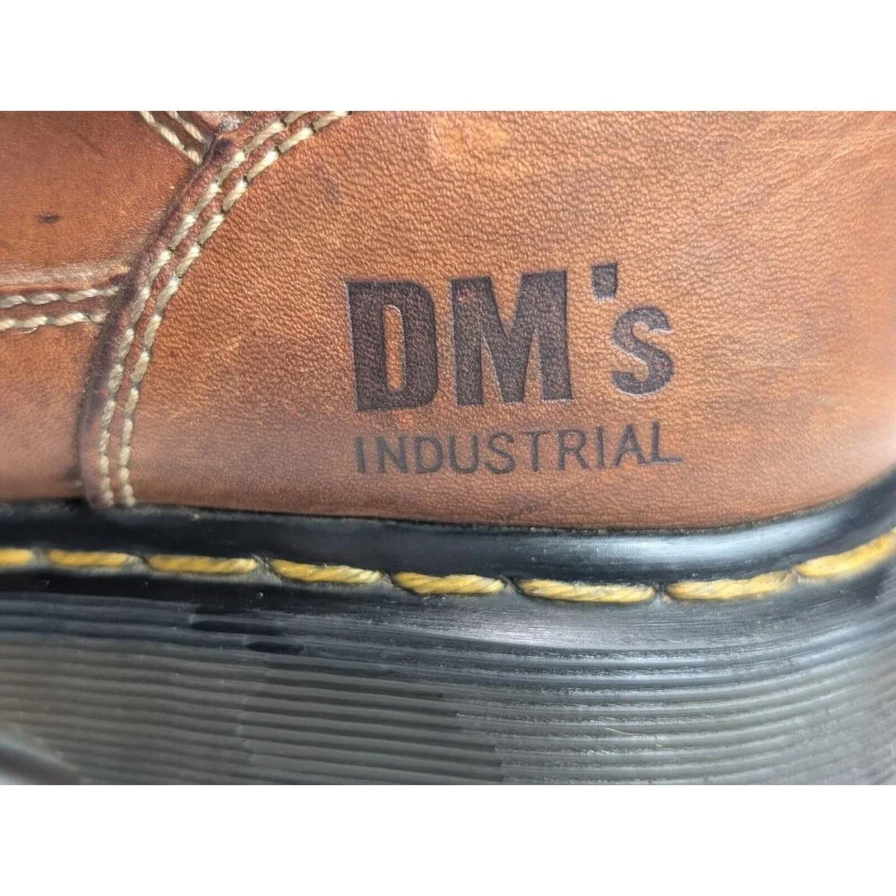 Dr. Martens DM's Industrial Steel Toe Boots Unisex M6/L7 Brow Leather Used VGC